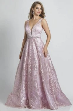 Dave & Johnny - Deep V-Neck Embroidered Gown A9385W - 1 Pc Black In Size 16W Available Formal Gowns 6 Dave & Johnny - Deep V-Neck Embroidered Gown A9385W - 1 Pc Black In Size 16W Available Formal Gowns