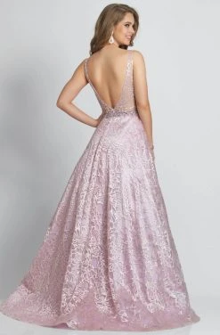 Dave & Johnny - Deep V-Neck Embroidered Gown A9385W - 1 Pc Black In Size 16W Available Formal Gowns 7 Dave & Johnny - Deep V-Neck Embroidered Gown A9385W - 1 Pc Black In Size 16W Available Formal Gowns