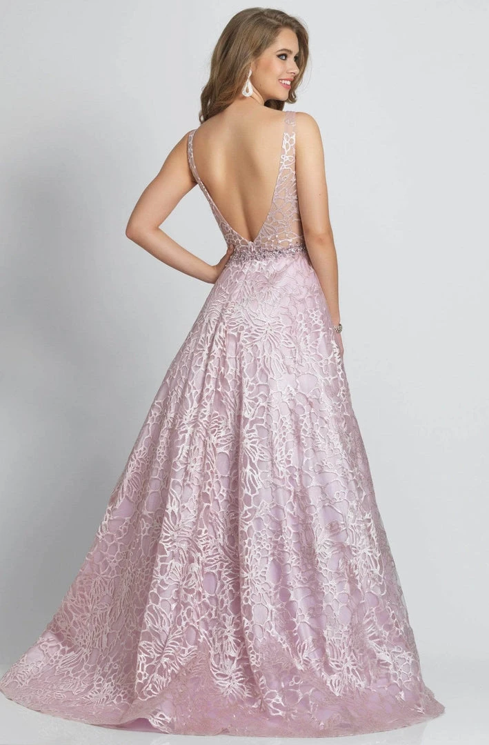 Dave & Johnny - Deep V-Neck Embroidered Gown A9385W - 1 Pc Black In Size 16W Available Formal Gowns 5 Dave & Johnny - Deep V-Neck Embroidered Gown A9385W - 1 Pc Black In Size 16W Available Formal Gowns