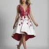 Cocktail Dresses Dave & Johnny Deep V-Neckline Floral Print High Low Dress A5857