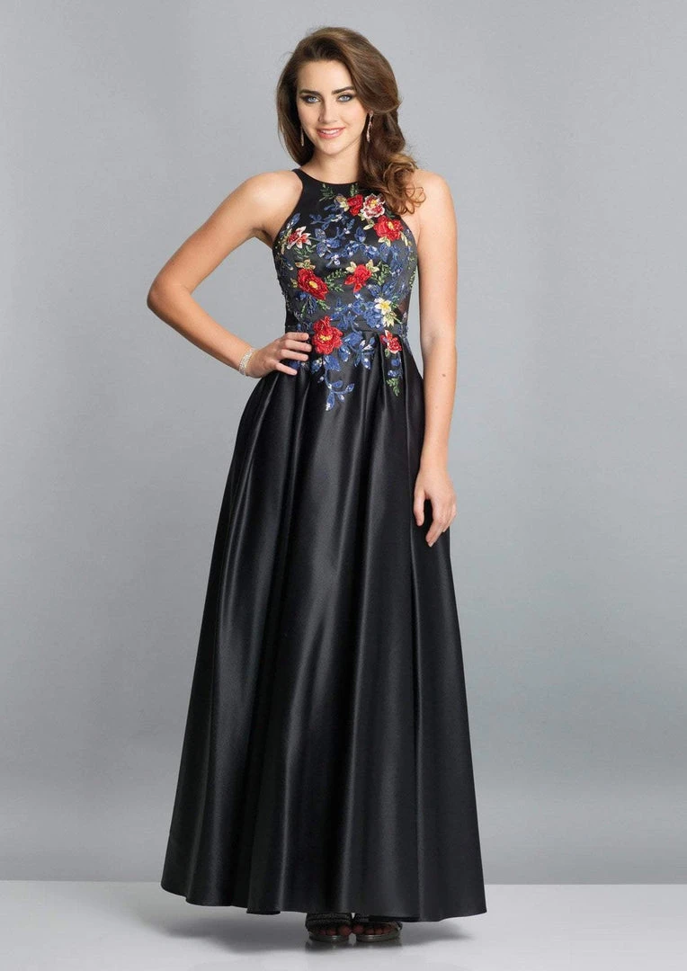 Dave & Johnny - Floral Embroidered Jewel Bodice A-Line Gown A7616 - 1 Pc Black In Size 12 Available Formal Gowns 3 Dave & Johnny - Floral Embroidered Jewel Bodice A-Line Gown A7616 - 1 Pc Black In Size 12 Available Formal Gowns