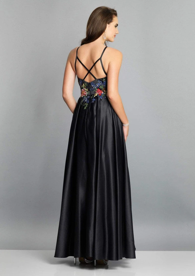 Dave & Johnny - Floral Embroidered Jewel Bodice A-Line Gown A7616 - 1 Pc Black In Size 12 Available Formal Gowns 4 Dave & Johnny - Floral Embroidered Jewel Bodice A-Line Gown A7616 - 1 Pc Black In Size 12 Available Formal Gowns