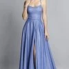 Formal Gowns Dave & Johnny - Scoop Neck Spaghetti Strap Glitter Knit A-Line Dress With Slit A6933 - 1 Pc Lavender In Size 4 And 1 Pc Sapphire Blue In Size 4 Available 2 Formal Gowns Dave & Johnny - Scoop Neck Spaghetti Strap Glitter Knit A-Line Dress With Slit A6933 - 1 Pc Lavender In Size 4 And 1 Pc Sapphire Blue In Size 4 Available