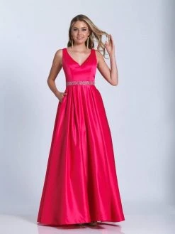 Dave & Johnny - Sleeveless Embellished Waist A-Line Gown 3530 - 1 Pc Fuschia Pink In Size 10 Available Formal Gowns