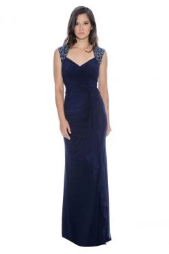 Decode 1.8 - 182852 Princess Anne Style Jersey Sheath Dress - 1 Pc Navy In Size 6 Available Formal Gowns