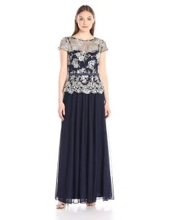 Decode 1.8 - 183513 Embroidered Illusion Short Sleeves Evening Dress