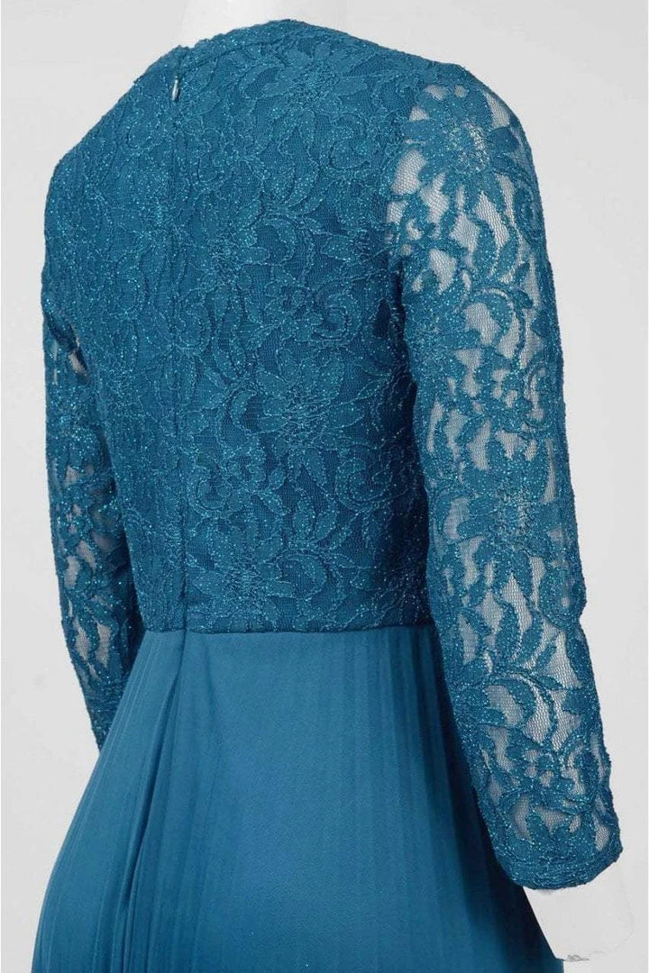 Decode 1.8 - 183778 Lace Embellished Accordion Pleats Long Dress 5 Decode 1.8 - 183778 Lace Embellished Accordion Pleats Long Dress