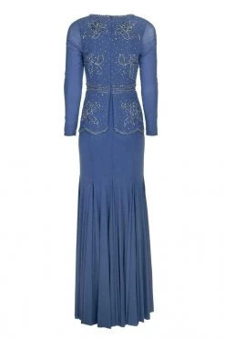 Decode 1.8 - 183951 Long Sleeve Pop Over Embellished Trumpet Gown