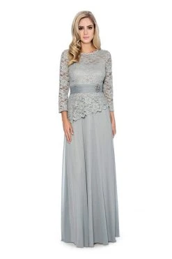 Decode 1.8 - 184004 Lace Jersey Mesh Long Sleeve Evening Dress Formal Gowns