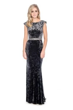 Formal Gowns Decode 1.8 - 184290 Embellished Bateau Velvet Trumpet Dress