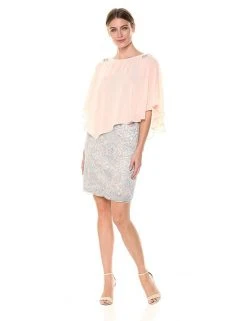 Decode 1.8 - 184467 Embellished Chiffon And Metallic Lace Dress Cocktail Dresses