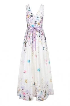 Decode 1.8 - 184552 French Floral Printed A-Line Long Dress 10 Decode 1.8 - 184552 French Floral Printed A-Line Long Dress