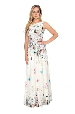Decode 1.8 - 184552 French Floral Printed A-Line Long Dress