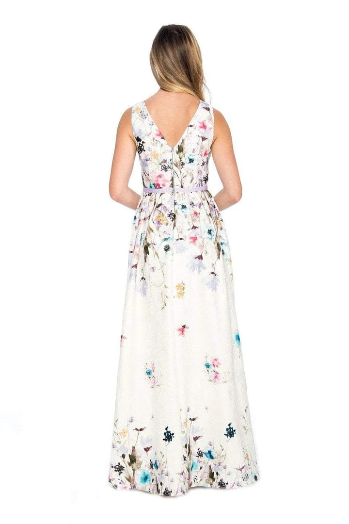 Decode 1.8 - 184552 French Floral Printed A-Line Long Dress 4 Decode 1.8 - 184552 French Floral Printed A-Line Long Dress