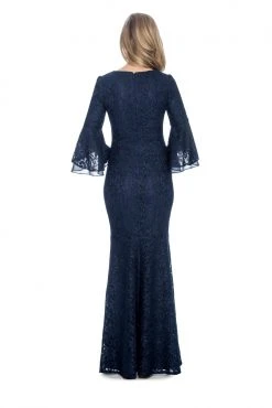 Decode 1.8 - 184758 Bell Sleeve Glitter Lace Faux Surplice Gown