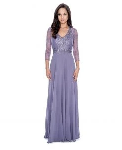 Decode 1.8 - Embellished V-Neck Chiffon A-line Dress 182581