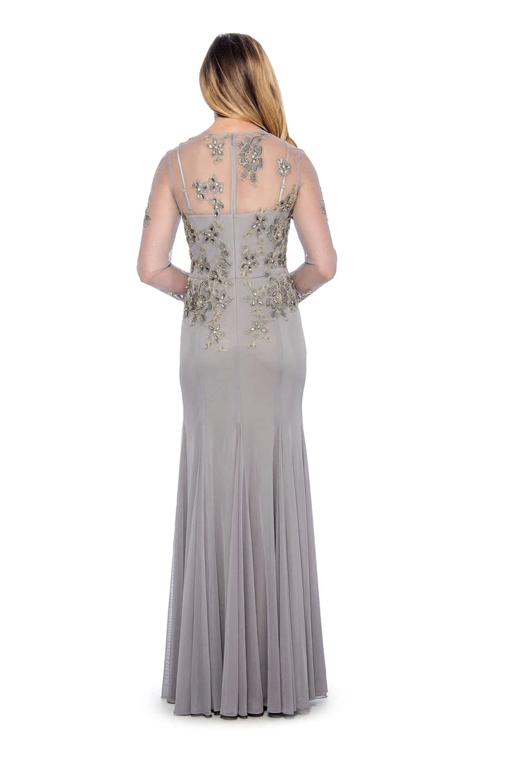 Decode 1.8 - Floral Embroidered V-Neck Trumpet Gown 184244 - 1 Pc Silver In Size 10 Available 4 Decode 1.8 - Floral Embroidered V-Neck Trumpet Gown 184244 - 1 Pc Silver In Size 10 Available