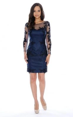 Cocktail Dresses Decode 1.8 Long Sleeve Illusion Bateau Neck Dress - 1 Pc Black Navy In Size 6 Available