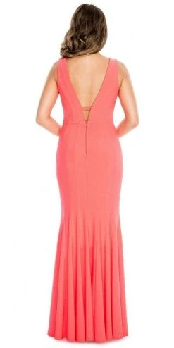Decode 1.8 - Sleeveless Plunging Bodice Sheath Dress 183910 - 1 Pc Hot Coral In Size 0 Available