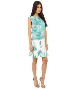 Donna Morgan - 4247M Aquarelle Cap Sleeve Drop Waist Dress - 2 Pcs Jade Multi In Sizes 10 And 12 Available 9 Donna Morgan - 4247M Aquarelle Cap Sleeve Drop Waist Dress - 2 Pcs Jade Multi In Sizes 10 And 12 Available