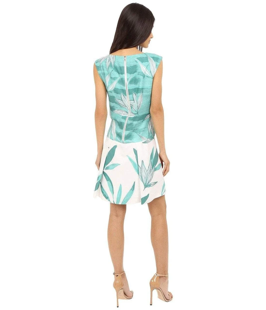 Donna Morgan - 4247M Aquarelle Cap Sleeve Drop Waist Dress - 2 Pcs Jade Multi In Sizes 10 And 12 Available 6 Donna Morgan - 4247M Aquarelle Cap Sleeve Drop Waist Dress - 2 Pcs Jade Multi In Sizes 10 And 12 Available