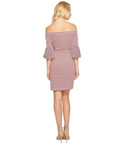 Cocktail Dresses Donna Morgan - D5259M Striped Off Shoulder Bell Sleeve Dress