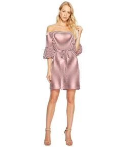 Cocktail Dresses Donna Morgan - D5259M Striped Off Shoulder Bell Sleeve Dress