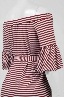 Cocktail Dresses Donna Morgan - D5259M Striped Off Shoulder Bell Sleeve Dress