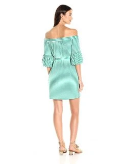 Cocktail Dresses Donna Morgan - D5259M Striped Off Shoulder Bell Sleeve Dress