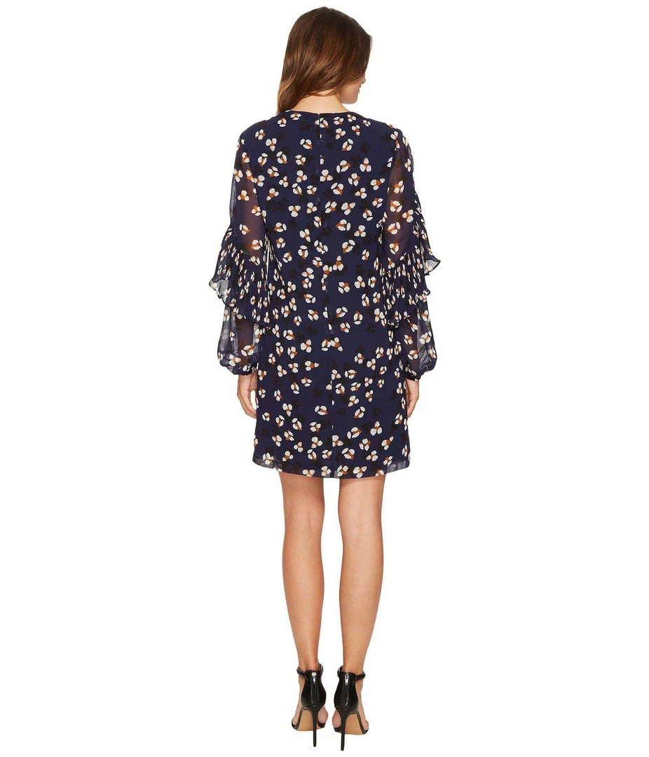 Cocktail Dresses Donna Morgan - D5513M Ruffle Long Sleeves Printed Chiffon Shift Dress 4 Cocktail Dresses Donna Morgan - D5513M Ruffle Long Sleeves Printed Chiffon Shift Dress