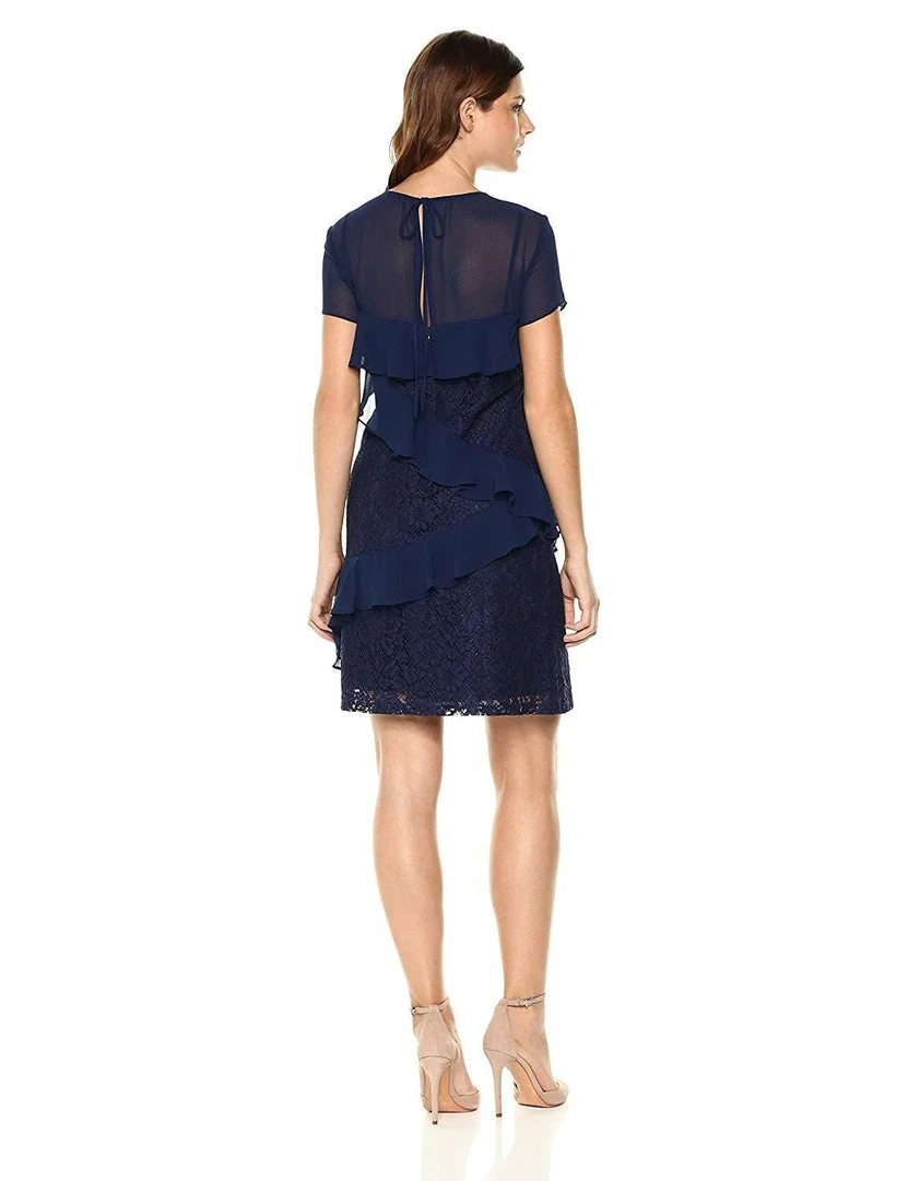 Donna Morgan - D5578M Floral Lace Ruffled Sheath Dress 4 Donna Morgan - D5578M Floral Lace Ruffled Sheath Dress