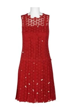 Cocktail Dresses Elie Tahari - E41VA607 Embellished Crochet A-line Dress