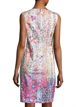Cocktail Dresses Elie Tahari - E6033607 Multi-Print Jewel Neck Sheath Dress