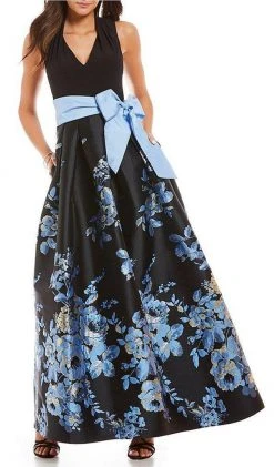 Formal Gowns Eliza J Evening - EJ8M8380 Two Tone Floral Printed A-line Dress
