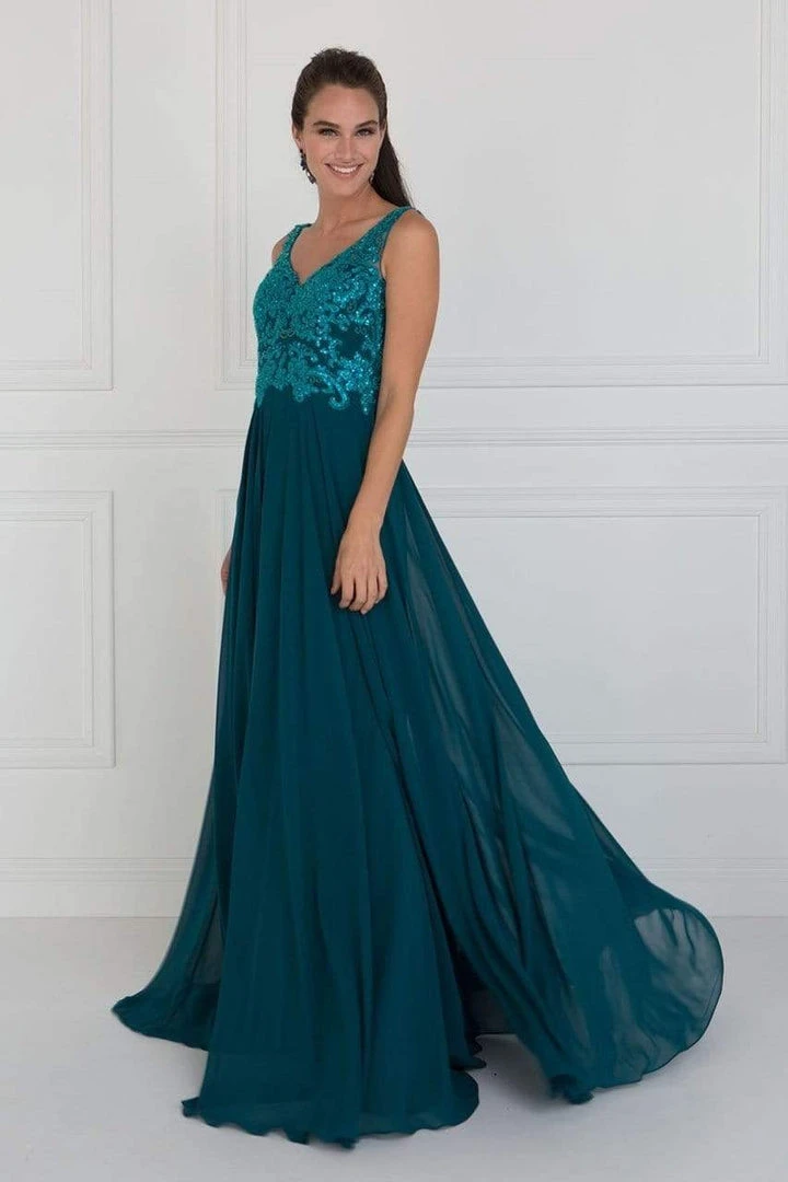 Elizabeth K - Bead Embroidered A-Line Evening Gown GL1567 - 1 Pc Teal In Size S Available 4 Elizabeth K - Bead Embroidered A-Line Evening Gown GL1567 - 1 Pc Teal In Size S Available