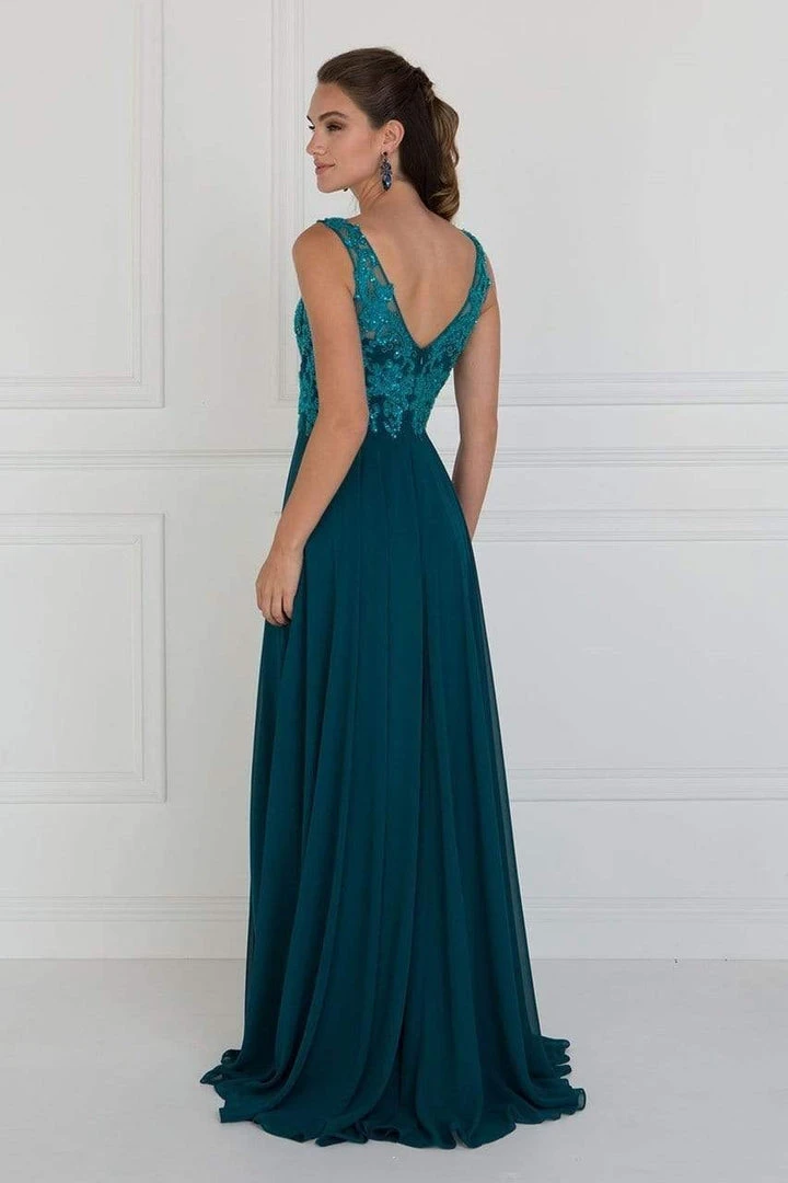 Elizabeth K - Bead Embroidered A-Line Evening Gown GL1567 - 1 Pc Teal In Size S Available 5 Elizabeth K - Bead Embroidered A-Line Evening Gown GL1567 - 1 Pc Teal In Size S Available