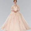 Elizabeth K Bridal Floral Lace Illusion V-Neck Ballgown GL2377