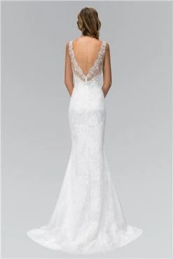 Elizabeth K Bridal - GL1346 Illusion Scoop Neckline With V-shape Back Trumpet Lace Gown