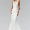 Elizabeth K Bridal - GL1346 Illusion Scoop Neckline With V-shape Back Trumpet Lace Gown