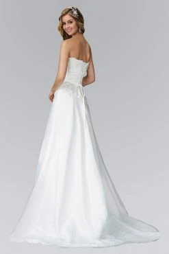 Formal Gowns Elizabeth K Bridal - GL2077 Bead Embellished Strapless Bridal Dress