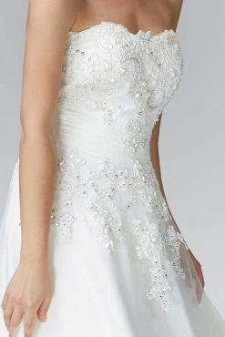 Formal Gowns Elizabeth K Bridal - GL2077 Bead Embellished Strapless Bridal Dress