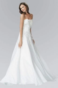 Formal Gowns Elizabeth K Bridal - GL2077 Bead Embellished Strapless Bridal Dress
