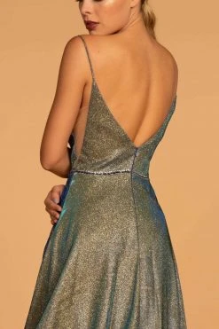 Elizabeth K Bridal - GL2644 Glitter Crepe Deep V-neck A-line Dress 9 Elizabeth K Bridal - GL2644 Glitter Crepe Deep V-neck A-line Dress