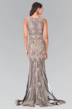 Elizabeth K Embroidered Floral Long Dress GL2269 - 1 Pc Black In Size XS Available Formal Gowns