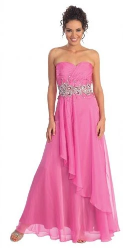 Elizabeth K - GL1001 Spliced Pleats Sweetheart Chiffon Gown Formal Gowns