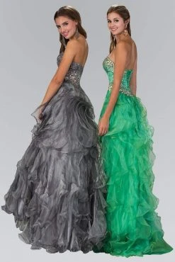 Elizabeth K - GL1026 Jeweled Sweetheart Long Ruffled Dress Formal Gowns