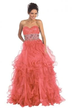 Elizabeth K - GL1026 Jeweled Sweetheart Long Ruffled Dress Formal Gowns