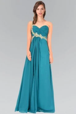 Formal Gowns Elizabeth K - GL1030 Jeweled Ruched Sweetheart Chiffon Dress
