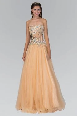 Elizabeth K - GL1045 Strapless Embellished Long Gown Formal Gowns