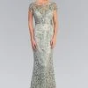 Elizabeth K - GL1065 Bead Embellished Lace Sheath Dress Formal Gowns